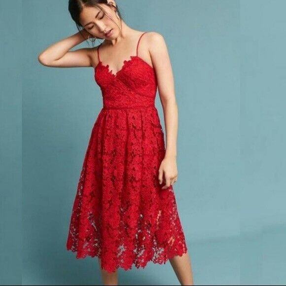 New Donna Morgan Renata Chemical Lace Midi Dress - Picture 4 of 4